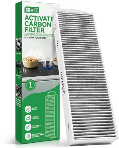 Inwee Aktivkohlefilter für Bora Pure PUAKF, 1 x Hochwertiger Aktivkohlefilter für PURU oder PUXU Kochfeld mit Umluft, Dunstabzug Ersatzfilter Zubehör