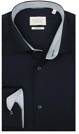 ETERNA Modern Fit Hemd Langarm | Cover Shirt | Reine Baumwolle | Kent Kragen ausgeputzt| bügelfrei| Uni Dunkelblau Gr. 42