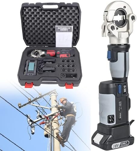 Pinza crimpatrice elettrica idraulica con batteria da 1,5 Ah, strumento di crimpatura ricaricabile per terminali in rame e alluminio, campo di crimpatura 16-300 mm² A