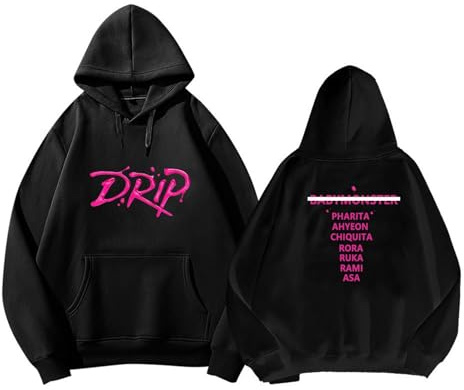 Felpa con Cappuccio BM Album Drip 2024 Supporto Stampato Merch Felpa Camicie in Cotone for i Fan(Black,S)