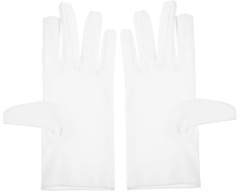 SAFIGLE Kinder Stretchhandschuhe - Weiße Kostümhandschuhe Tanzhandschuhe Perfekt Für Halloween Partys Größe L