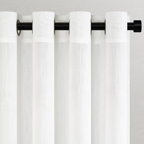 Topfinel Cortinas Blancas Dormitorio Niña Infantil Niño Juvenil Lino Cortina Visillos Salon Modernas Translucidas Boho Cortinas con Ojales Modernas Decorativas 2 Piezas 140x245cm