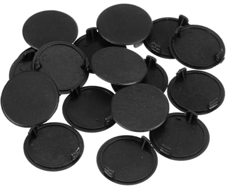 sourcing map Hinge Hole Covers, 38Pcs 38mm(1-1/2) ID - Plastic Concealed Hinge Hole Cover Round Flush Type Plug Cap for Furniture Cabinet Cupboard (Black)