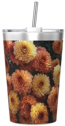 Gelbe Chrysanthemen-Clusters Edelstahl-Wasserflasche, 340 ml, hält Getränke 12 Stunden heiß, auslaufsicher und frei von BPA