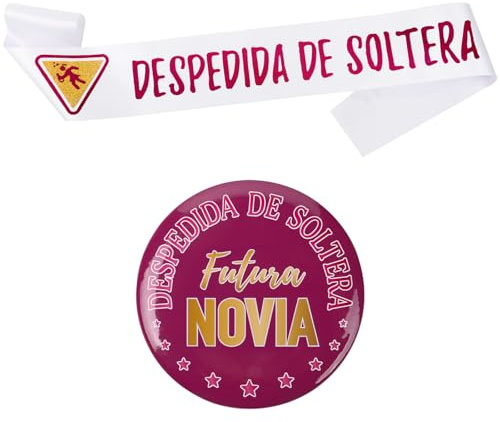 BETESSIN JGA Accessoires Frauen - Despedida De Soltera JGA Schärpe und FUTURA NOVIA Bottons - JGA Schärpe aus Spanisch für Jungesellinnenabschied, Henparty uvm.