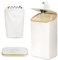 Recycling Bin for Kitchen Indoor Home, 100L Recycle Bin Large 26 Gallon with Lid, Removeable Reusable Inner Bag Bottle Can Glass Waste Plastice Stickers, Beige
