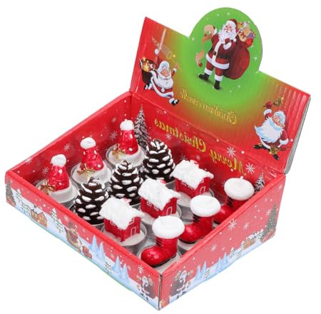 Cabilock 12stücke Weihnachtsbaumkerzen Duftkerzen Dekoration Kerzen für Weihnachten Festtagsgeschenk Aromakerze Romantische Atmosphäre