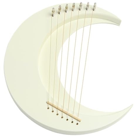 JINGLING Lyra-Harfe-Musikinstrument, Lyra-Harfe - Hölzerne Lyra-Harfe | 7 Saiten, Mondlyra-Klavier | -Harfeninstrument mit Stimmschlüssel, Musikinstrument für Konzerte