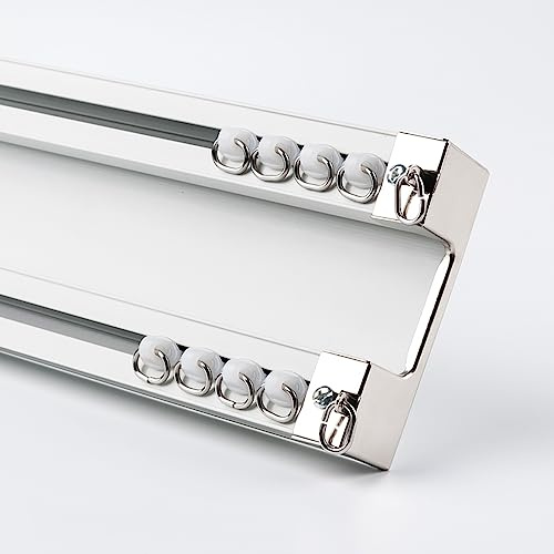 Barra de cortina doble de 300 cm, barra de cortina silenciosa con fijaciones, color champán, perfecto para el diseño interior del hogar y la oficina