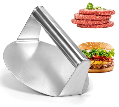 GrünWerk Prensa para Hamburguesas 14cm de Acero Inoxidable, Smash Burgerpresse Profesional, Burgerpress Edelstahl Apta para Lavavajillas para Barbacoa y Parrilla
