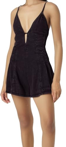 Duohropke Dungarees Women's Short Dungarees Elegant Jumpsuit Summer Sexy Sleeveless Jeans Dungarees Wide 90s Wide Leg Strappy Jumpsuit Casual Strappy Playsuits Cuddly Bib Romper, black, M