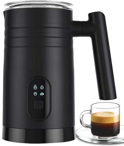 vnmudzeo Machine à Chocolat Chaud, Grande Capacité De 350 ML, Chauffe-Lait Chaud Et Froid, Mousseur à Froid, Silencieux,Black
