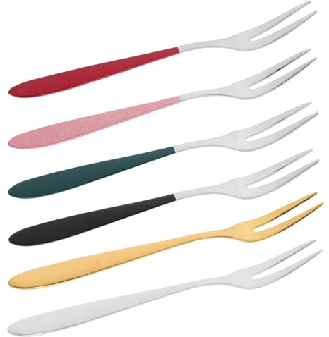 Healifty 6piezas Tenedores Delicados Para Postres y Frutas Acero Inoxidable Duraderos Afilados