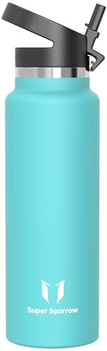 Super Sparrow Trinkflasche Edelstahl 1.5L - Breite Öffnung SwivelSip Thermosflasche - BPA-Frei Thermoskanne, Ergonomisch Trinkflaschen Strohhalm für Sport, Travel, Schule, Outdoor