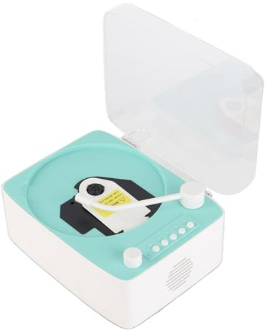 Pissente -Lautsprecher, CD-Player Vintage Retro Grammophon-Design mit HiFi-Sound 3600mAh für Zuhause Fitnessstudio Büro USB 3,5-mm-Eingang (Grünliches Blau)