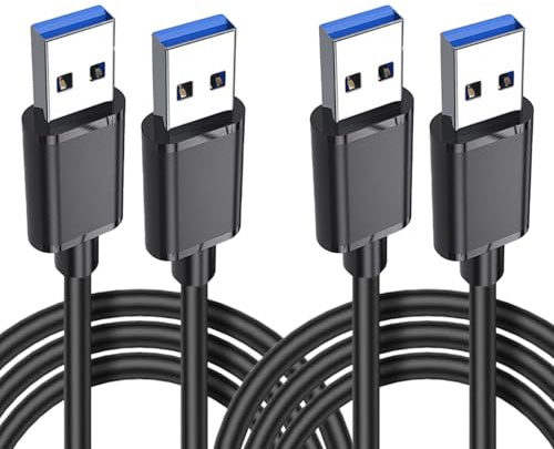 Leloco USB 3.0 Kabel, 2 Stück, 2 m, USB-A auf USB-A, 5 Gbit/s Schwarz | USB-A-Stecker auf USB-A-Stecker; für HDD, Drucker, Festplattengehäuse, Kameras und DVD-Geräte