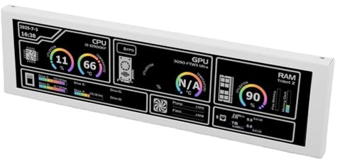 Dpofirs Pannello di visualizzazione della temperatura del PC, Monitor di temperatura del computer 8,8 pollici 1920x480 angolo di visione ampio, display secondario dei dati della GPU della CPU (bianco)