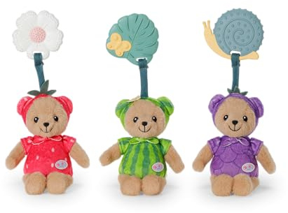 BABY born for babies TeddyBEARy 18 cm with Teether, 3 Designs | Teething ring, rattle & crinkle paper, 3 assorted designs, washable