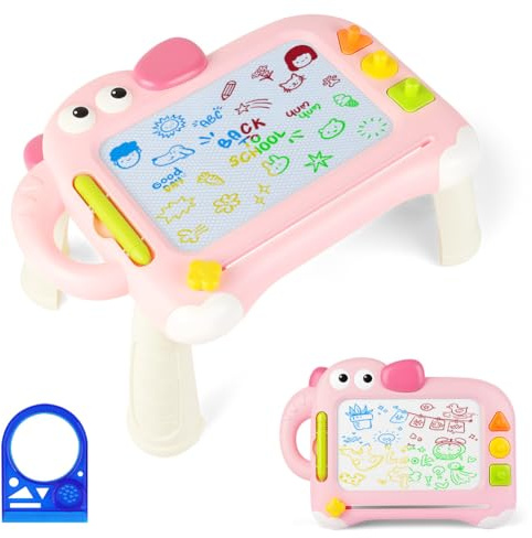 OFFCUP Magnetische Maltafel Kinder Zaubertafel ab 3 Jahr Bunt Magnetische Zeichenbrett Lernspielzeug mit Stempel Spielzeug Geschenk für Kinder ab 3 Jahre Mädchen Jungen - Rosa Elefant