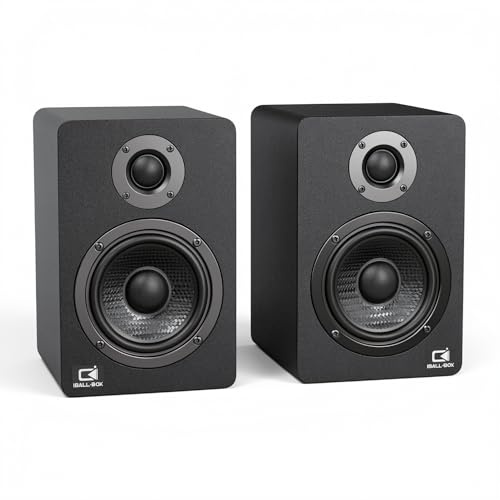 IBALL·BOX H1 Computer Speakers for Desktop PC, Monitor & Laptop, 60W Powered 2.0 Stereo with Bluetooth, 24-Bit USB-C DAC, Optical, 3.5mm AUX, Bass/Treble Control, Black