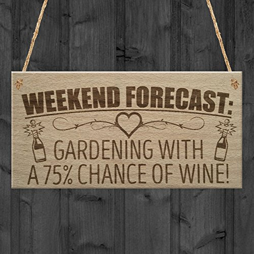 Red Ocean Forecast Gardening Wine Funny Garden Shed Alcohol Hanging Plaque Friendship Gift Sign