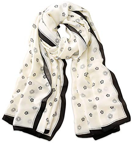 LumiSyne Seidenschal Damen Warm Weich Seidentuch Süß Eleganten Stil Blumenmuster Rose Als Stola Halstücher Pashmina Sonnenschut Kap Ganzjährig
