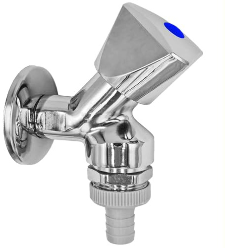 MegaHaustechnik Geräteventil Wandanschluß 1/2 Zoll AG, Rückflußverhinderer, Rohrbelüfter, Haubengriff, Tülle Außendurchmesser 14mm für 1/2“ Schlauch, Spülmaschine Waschmaschine Anschlußventil