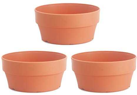 HEMOTON 3pezzi Vasi Plastica Imitazione Terracotta Da Vasi Rotondi Giapponesi Per Piante Da Ed Esterno Drenaggio Colore Arancione Per Fiori e Succulente
