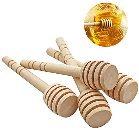 YYGMSS 35 Pezzi Miele Bastoncini Cucchiaio Honey Dipper Stick Legno Wooden Carino Mini Portatile (10cm)