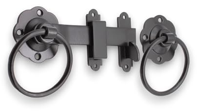 150mm 6 Plain Ring Gate Latch Handle Garden Gate Door Black or Zinc (Black)