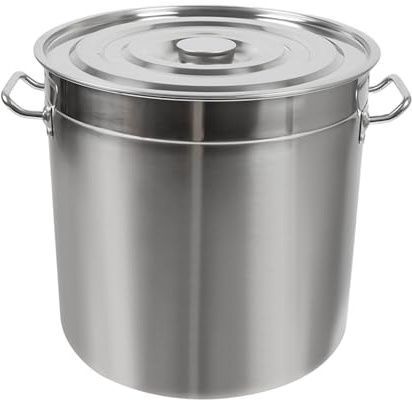 Fetcoi rostfritt stål soppgryta 50 l, stor rostfritt stål hink Ø 40 cm, soppkastruller med lock, gastronomi kastrull kökshink, foderhink för matlagning, stekning, varmhållning på induktion/gasspis