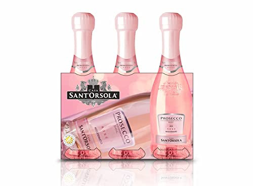 Sant'Orsola Prosecco D.O.C. Rosè Millesimato - trocken - Schaumwein Italien Wein 3 kleine Flaschen (3 x 0.2 l)