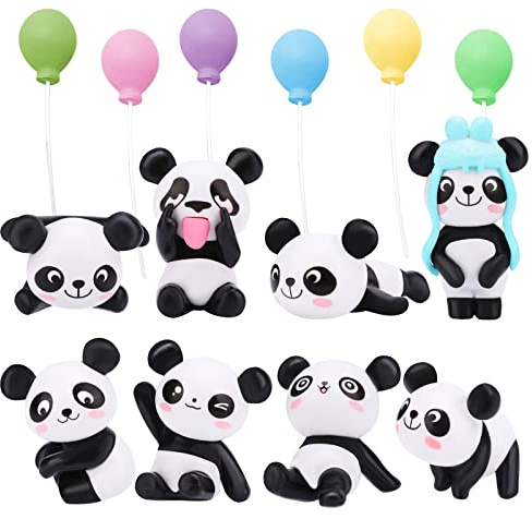 14 st tårtdekorationer leveranser, mini leksak pandafigurer, tårta toppers cupcake dekoration för födelsedagsfest baby shower djur tema fest på gården barn gåva