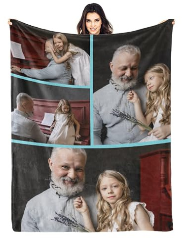 LZXSXZ Personalisierte Decke Mit Foto Und Texte, Weiche Personalisierte Fotodecke mit Eigenem Foto & Text, Super Weich Warme Flanell Decke Sofa Geschenke für Vater, Mutter, Kinder, Hunde, Freunde