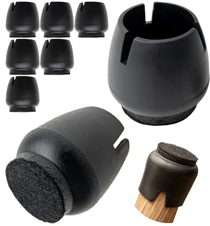 Stuhlbeinschoner Set, 8 Stück, für runde Stuhlbeine mit Ø 12-16 mm, in Schwarz, Stuhlbeinkappen ohne Schrauben, Nageln, Kleben, Stuhlbeinsocken Laminat, Fliese, Stuhl Bein Kappen Flizgleiter