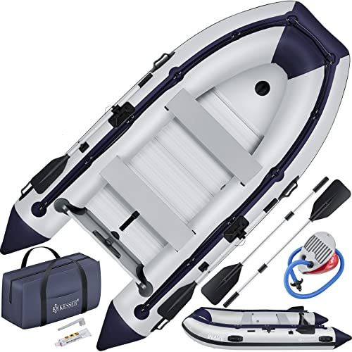 KESSER® Bateau pneumatique 3,20 m pour 4 Personnes - adapté Bateau de Loisirs Bateau à Moteur Bateau de pêche - avec 2 bancs - Plancher alu pagaie Pompe kit de réparation & Sac Gonflable PVC
