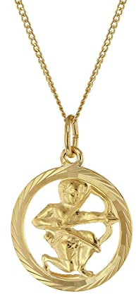 trendor Halskette mit Schütze Sternzeichen 333 Gold Ø 16 mm 41980-12 | klassischer Tierkreiszeichen Anhänger für Damen oder Herren, zeitloser Halsschmuck