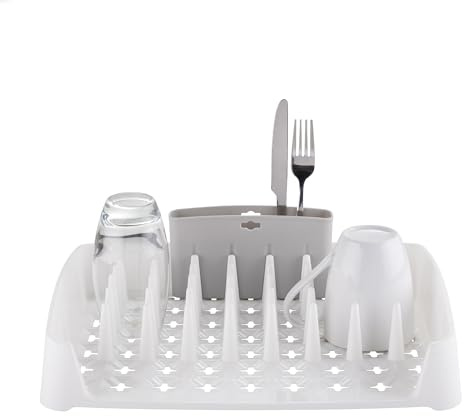 Minky Dish Drying Rack & Cutlery Holder, Space-Saving, Large Capacity for Kitchen Counter, Durable Drying Rack for Dishes and Utensils, Made in The UK