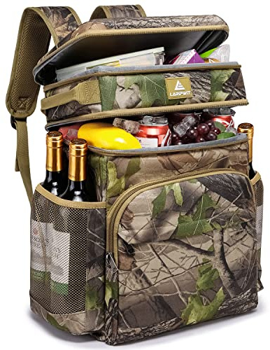 Laripwit 54 Cans Backpack Cooler Insulated Leak-Proof Camo Cooler Backpack Double Deck Lunch Backpack for Men Women - Perfect Tactical Soft Cooler Bag for Camping, Picnic, Beach, Hiking