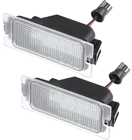 A ABSOPRO Car 6500K White LED License Plate Light Assembly No.7T4Z-13550-A 3528SMD for Ford Edge 07-14 for Ford Escape 08-12 ABS Clear (Set of 2)