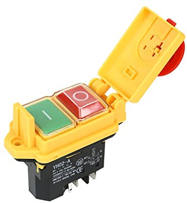 YH02-A - Interruptor de repuesto de 5 pines, 250 V y 15 A, interruptor de botón magnético, interruptor de parada de emergencia, agua y polvo