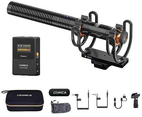 COMICA CVM-VM30 2,4 G Super-Nieren-Kondensator-Funkmikrofon für Kamera, Smartphone und PC mit 75/150 Hz, Super-Nieren-Universal-Videomikrofon für Filmemacher, Vlogger