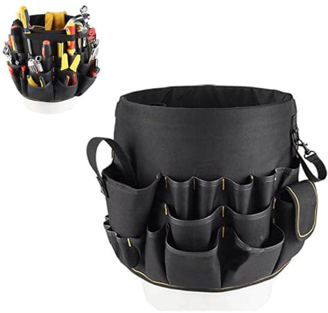 Heavy Duty Garden Tool Bag Organizer, 600D Oxford Storage Tote with 56 Multi-Pockets, Large Capacity Holder for Yard, Lawn and Garage Maintenance