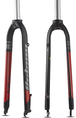 26/27,5/29 Pollici Bicicletta Da Montagna Forcelle Anteriore QR 9*100mm Freno A Disco Forcella Rigida For MTB Tubo Dritto Da 1-1/8 Forcella In Lega Di Alluminio ( Color : Black+Red , Size : 26 )