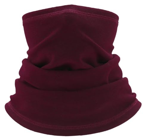 Damen Herren Winter Loop Schal Loopschal Schlauchschal Halsschal Halswaermer Multifunktionstuch Fleece Halswärmer Halstuch Winddicht Ski Maske Warmer für Outdoor Radsport Motorrad Laufen,Weinrot,L