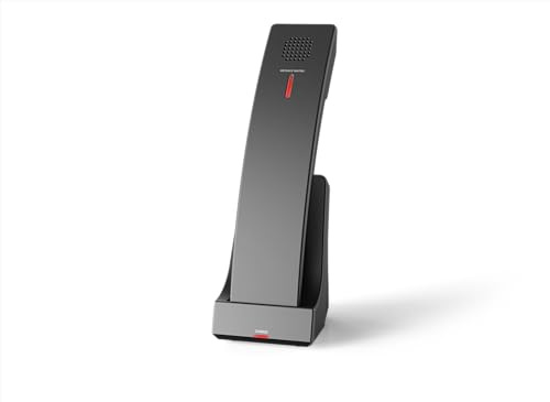 Snom HD1 DECT-Mobilteil für Snom HD101, schnurloses Erweiterungshandset mit Ladeschale, Freisprechen, antibakterielles Gehäuse, erweiterbar bis 4 Mobilteile pro Basis, Gun Metal