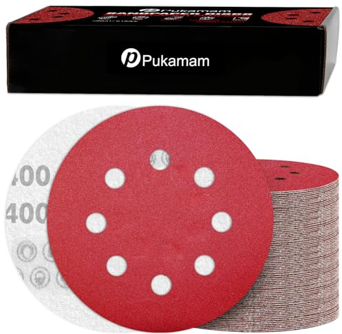 120 Stück Schleifpapier 125mm Klett 400 Körnung Schleifscheiben für 8 Loch Rund Exzenterschleifer Schleifen Holz Metall und Farbe