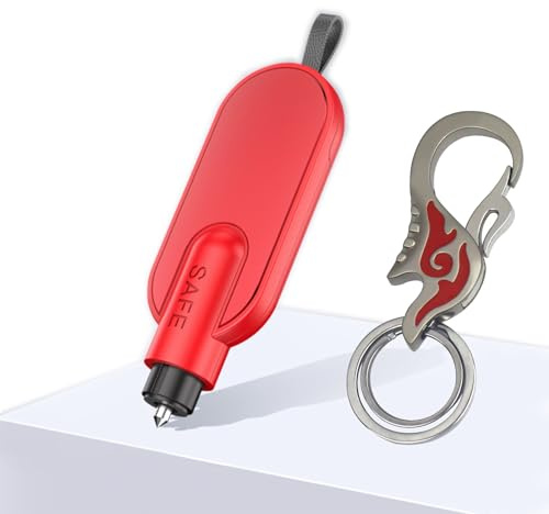 YITONGFU 2 in 1Martello di Emergenza per Auto,Rompi Vetro Auto Emergenza,Rompivetro Auto e Taglia Cintura, Taglia Cinture di Sicurezza e Rompivetro, Portatile Rompi Vetro per Auto,Portachiavi (Rosso)