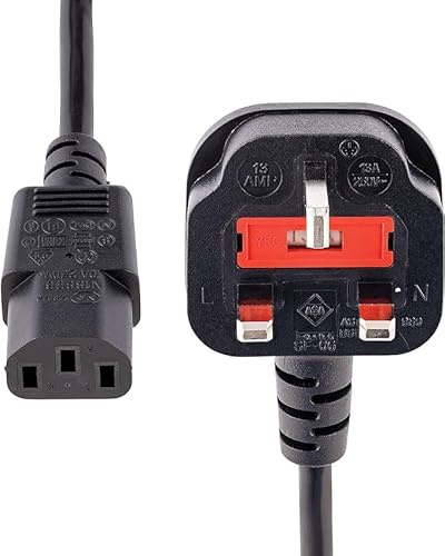 Mr. Gadget's Solutions 5m UK Computer Power Cable, 18AWG, C13 to UK 3 Pin Plug, 10A 250V, Black - Replacement AC Power Cord for PC, TV, Monitor - Kettle Lead/UK Power Cord