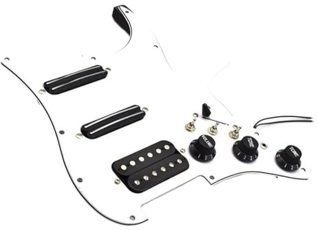 Pickguard Tonabnehmer Set SSH Loaded Prewired E-Gitarren-Schlagbrett-Tonabnehmer Für FD ST-Style-Gitarre Weiß Mit Schwarzem Tonabnehmer